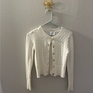 Pink Rose Ivory Cable Knit Cardigan